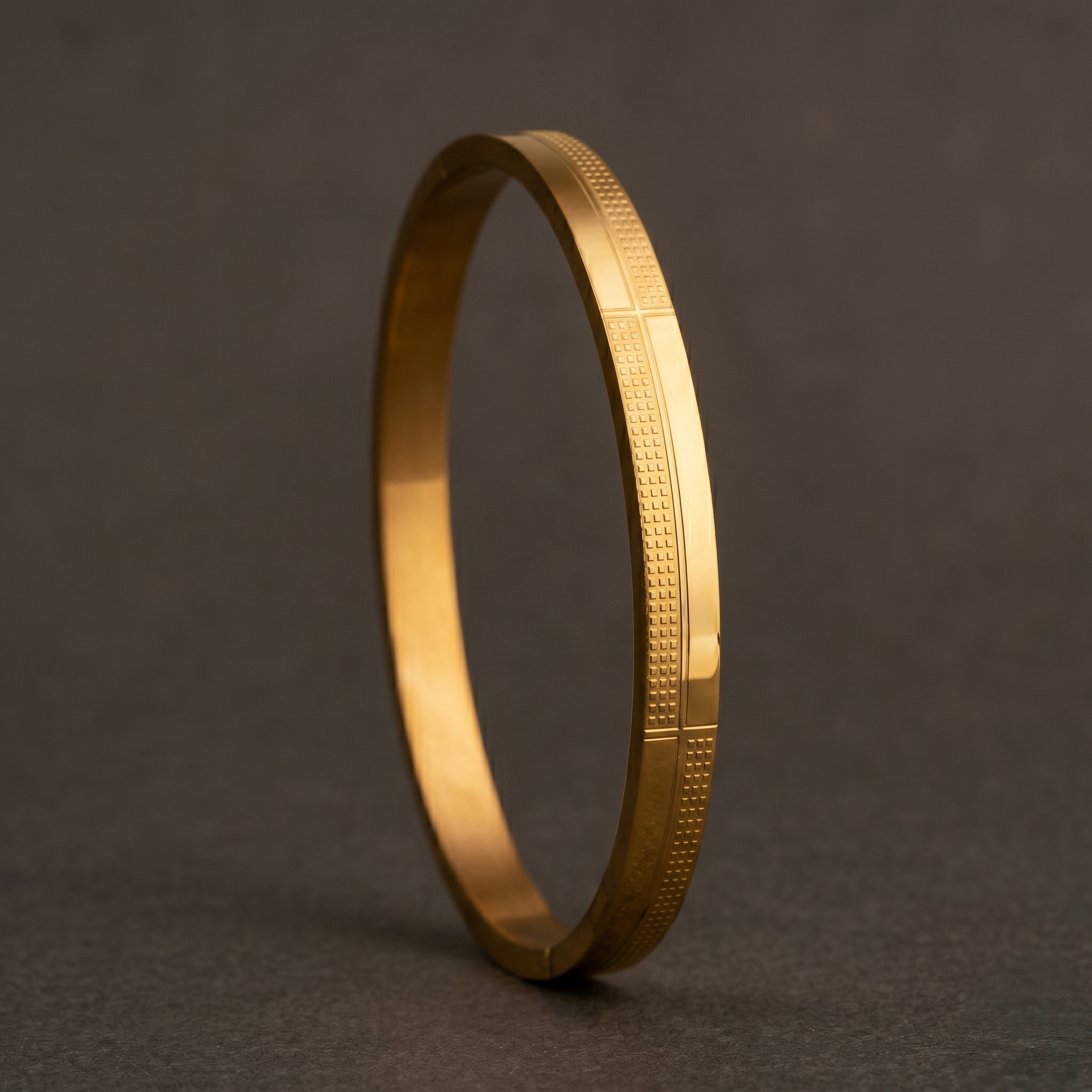 Textured Golden Bracelet close-up view - Avalna